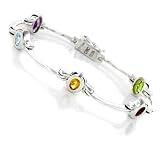 Sterling Silver Multicolor 5-Oval Stone Station 7