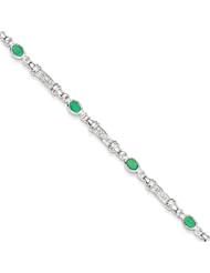 Sterling Silver Emerald and Diamond Bracelet