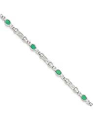 Sterling Silver Emerald And Diamond Bracelet