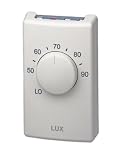 Lux LV1 Line Voltage Single Pole Heat Thermostat, Sterling White