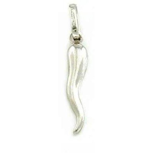 14k White Gold Italian Horn Charm Lucky Jewelry 15mm