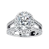 14k Wht Gold Moissanite Diamond Ring 9x7 2 1/8ct 1/3ct Sz 6 - JewelryWeb