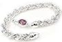 7mm Rope Chain Sterling Silver Bracelet AMETHYST Clasp