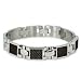 Mens Titanium Bracelet with Black Carbon Fiber title=
