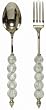 Decorative Salad Server with Ice Clear Glass Bead Handles