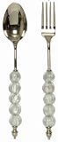 Decorative Salad Server with Ice Clear Glass Bead Handles