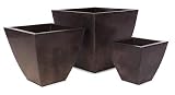 Square Copper-Finish Planters - Set of 3