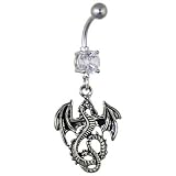 Navel ring with dangling dragon