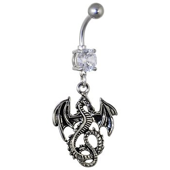 Navel ring with dangling dragon