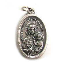 Lady of Czestochowa - Pope John Paul II - Two-sided Oxidized Medal - MADE IN ITALY
