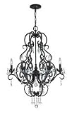 Lite Source C71111 Myrth 6-Lite Chandelier, Antique Bronze with Crystals