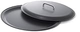Chefs Planet Pizzaware classic thin crust pizza pan with trimming lid