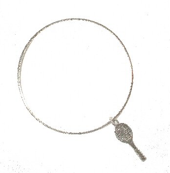 Sterling Silver Bangle Charm Bracelet With Tennis Racquet