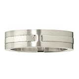 Men's Brushed Stainless Steel Ring with Polished Cross Accent