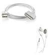 USB 2in1 Sync Charging DATA Cable + Stereo Earphones Music Headset White 3.5mm Stereo EarBuds Earpice to listen your favorite tunes COMBO for Apple iPod Nano 4th Generation 16GB, 8GB chromatic