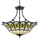 Quoizel Bethany 20 1 2-Inch Pendant With 3 Uplights with Tiffany Bethany Art Glass, 272 Pieces of Tiffany Glass, Vintage Bronze Finish #TFBE2822VB