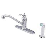 Kingston Brass KS3571TL 8-Inch Single Handle Kitchen Faucet with White Sprayer, Polished Chrome by K