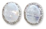 Moonstone earrings, Morning Frost 0.3" W 0.4" L