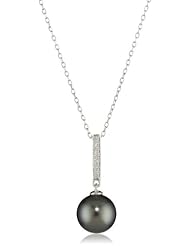 Radiance Pearls "Pearl Jewelry" 14K White Gold 9mm Tahitian South Sea Pearl and Diamond Pendant Necklace