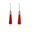 Sterling Silver Marcasite and Carnelian Stick Earrings