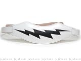 【送料無料】 JAJABOON 牛革 稲妻 ギターストラップ 【白 黒】 本革製の画像