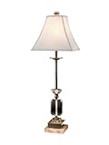 Dale Tiffany GB70061 Florence Buffet Lamp, Antique Brass and Fabric Shade
