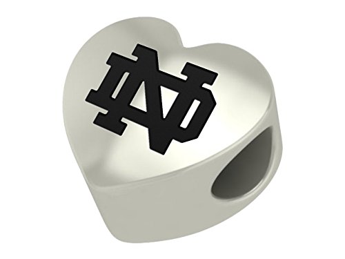 Notre Dame Fighting Irish Sterling Silver Heart Bead Fits Most European Style Charm Bracelets
