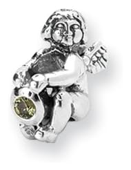 August Birthstone, Angel Charm in Silver for 3mm Charm Bracelets