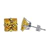 Nickel Free 7mm Princess Cut Citrine Cubic Zirconia .925 Sterling Silver Post Stud Earrings