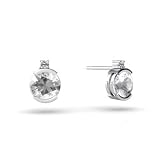 14K White Gold Genuine Round White Topaz Earrings