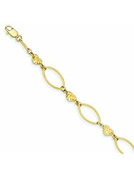 Genuine 14K Yellow Gold Puff Heart & Flat Oval Bracelet 7.25 Inches 2 Grams Of Gold 100% Satisfaction Guaranteed.