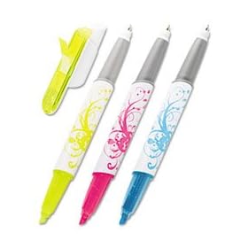 Post-it Flag Pen and Highlighter, Ideal For Marking and Highlighting, Pink, Blue, Yellow and 3/8-inch Flags, Three per Pack (691-HLP3)
