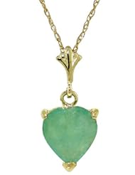 14k Solid Gold 18" Necklace with 1.20ct Emerald Heart Pendant