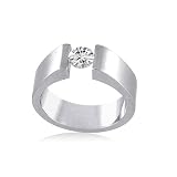 Women's Stainless Steel Cubic Zirconia Matte Finish Open Band Ring, Size 6
