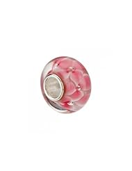Pink Flower Glass Bead