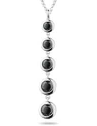 2.05 Cts Black Diamond Five Stone Journey Pendant in 14K White Gold