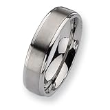Titanium Ridged Edge 6mm Brushed and Polished Band