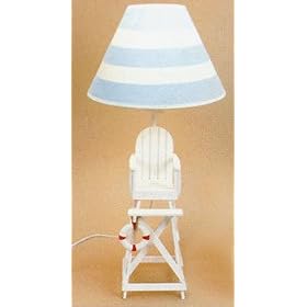 LIFEGUARD Chair TABLE Desk LAMP beach WHITE blue