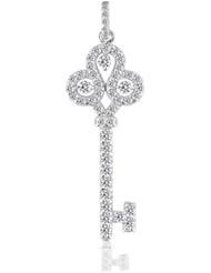 0.70 Ct Round Cut Diamond Key Pendant Pave Setting 14K WHITE GOLD SI2 COLOR-H