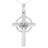 Sterling Silver Celtic Claddagh Cross Necklace
