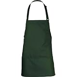 Chef Works F10 3-Pocket Bib Apron, 24 inch Length by 28 inch Width, Hunter Green
