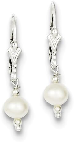 Sterling Silver Freshwater Cultured Pearl With Bead Leverback Drop Earrings - JewelryWeb