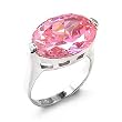 Women's Solitaire Rose Color Cubic Zirconia Rhodium Ring, Size: 6-9 Sterling Silver .925