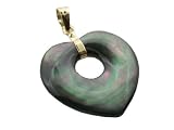 Black Mother Of Pearl Looped Heart Pendant, 14k Gold
