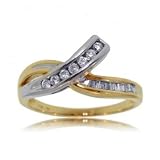 14KT Yellow White Spiral Ring Sz=7 1/4 Carat Diamonds