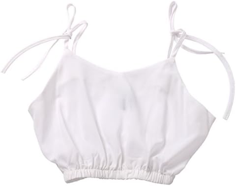 2014 New Sexy Girls White Spaghetti Strap Tops Vest Shirt Blouse Backless Tank Tops (M)