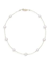 16" 14K Yellow Gold Chain with 7mm Grade A Cultured Akoya Pearls