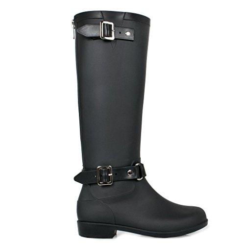 New Women Buckle Straps Knee High Rubber Rain Snow Boots Waterproof Jelly Shoes TRENDS SNJ SHOES