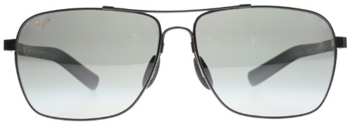 Maui Jim 326-02 Gloss Black Freight Trains Square Aviator Sunglasses Polarised