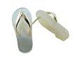 White Mother Of Pearl Flip-Flop Simple-Strap Sandal Earrings, 14k Gold